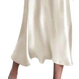 White Satin Midi Skirt